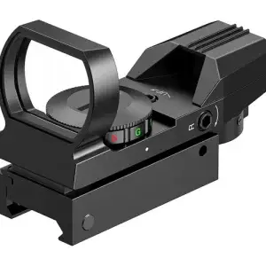 Green Dot Reflex Sight mounted on a rifle, providing enhanced shooting accuracy - 1 Stop Security