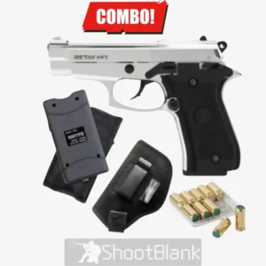 Retay FS84 Blank Gun Chrome Combo with Taser, Holster, and 10 Blanks