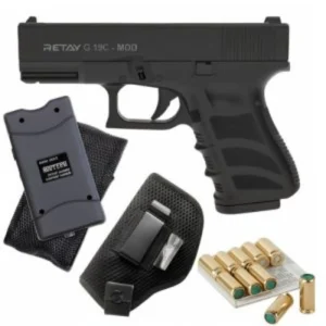 Retay Glock 19 Blank Gun Combo with holster, taser, and 10 blanks available at Shoot Blank by 1 Stop Security, South Africa"