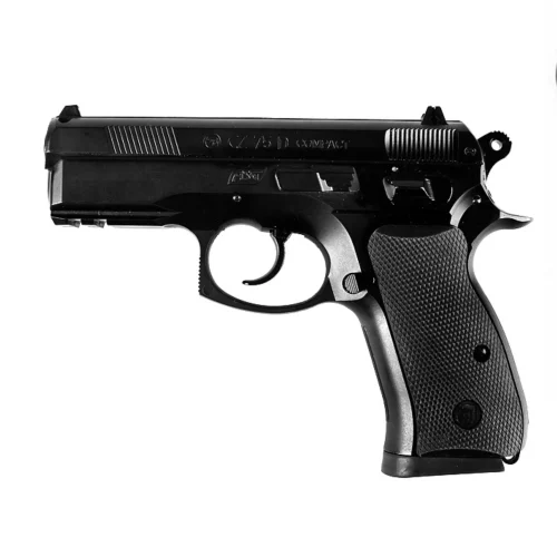 CZ 75D Compact Gas Gun Black from 1 Stop Security – a durable and realistic gas-powered firearm suitable for self-defense, training, and recreational shooting