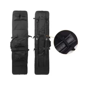 Rifle Bag Black Med Size with padded compartments and adjustable straps, designed for secure and stylish rifle transport.