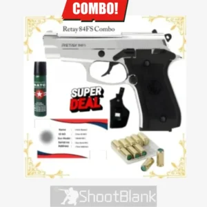 Retay 84fs Chrome Blank Gun with Holster, Pepper Spray, Permit, &10 Bullets