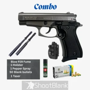 Home 47 Blow P29 Fume Blank Pistol with Gun Holster, Pepper Spray, Blank Bullets, and Taser