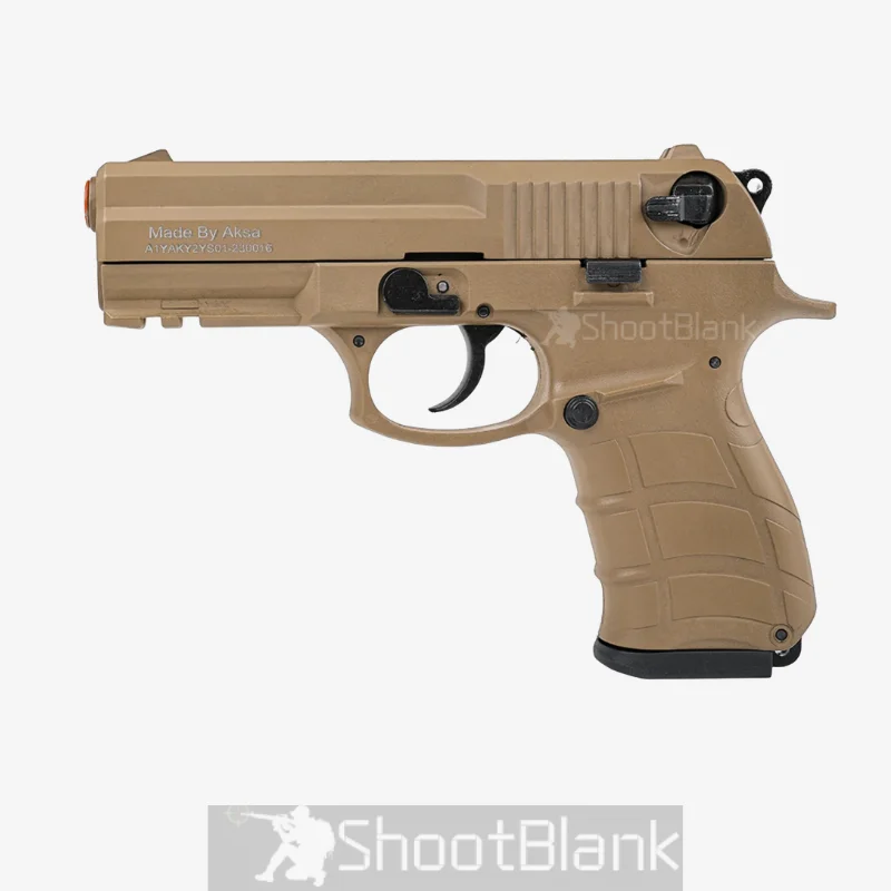 AKSA AK15 Blank Gun Tan 9mm 1 AKSA AK15 Blank Gun Tan 9mm semi automatic blank firing pistol with polymer frame