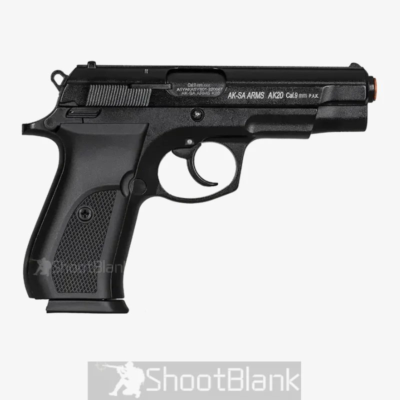 Aksa AK20 Black Blank Firing Pistol 1 Aksa AK20 Black Blank Firing Pistol 9mm P.A.K full size semi automatic blank gun