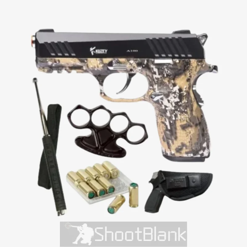 Kuzey A100 Camo Blank Gun with Blanks, Holster and Stun Gun 1 Kuzey A100 Camo Blank Gun with Blanks, Holster and Stun Gun