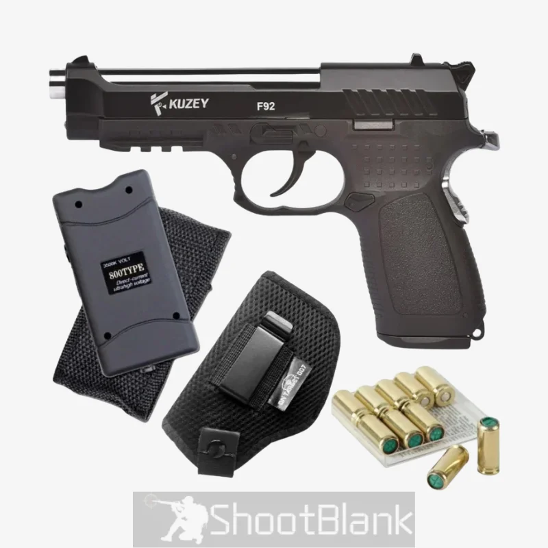 Kuzey F92 Blank Gun with Blanks, Holster and Stun Gun