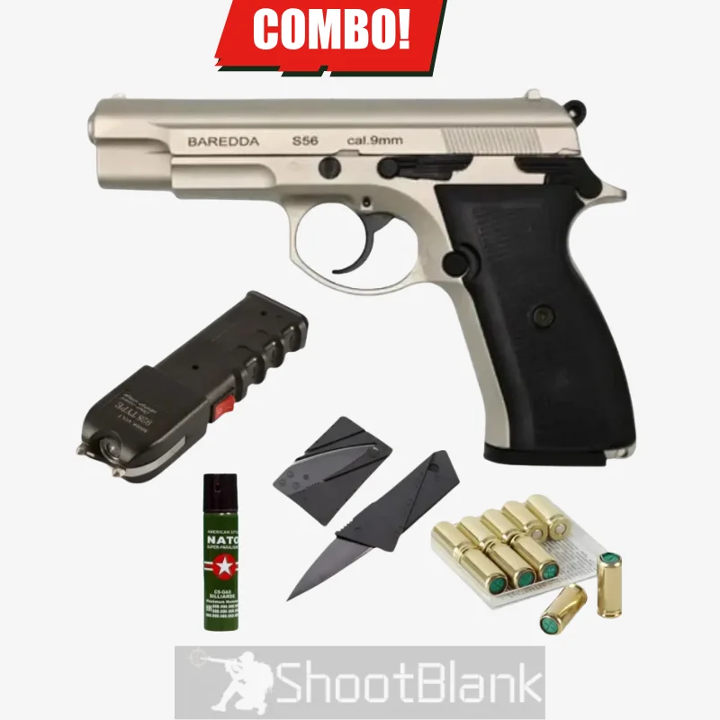 Baredda s56 Fume Blank gun 1 Baredda s56 Fume Blank ,Taser , Peper Spray, 10 Blanks, And Card Knive