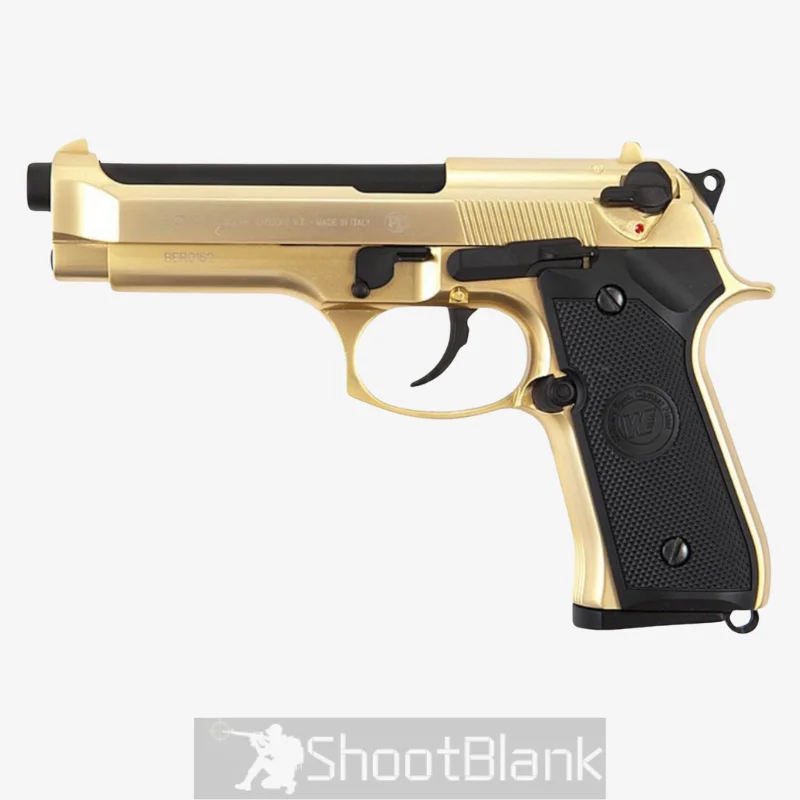 Blow F92 Gold Blank Gun – Best Blank Guns for Sale in South Africa 1 Blow F92 Gold blank gun golden hue finish semi-automatic pistol