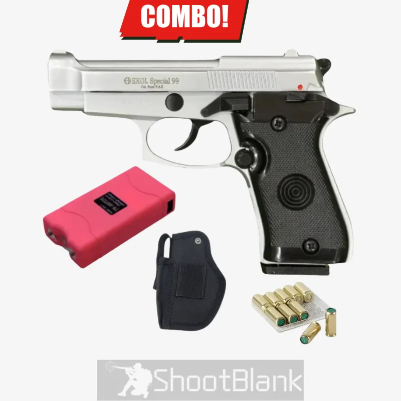 Ekol Special 99 Cal 9mm chrome, Stun Gun, Holster