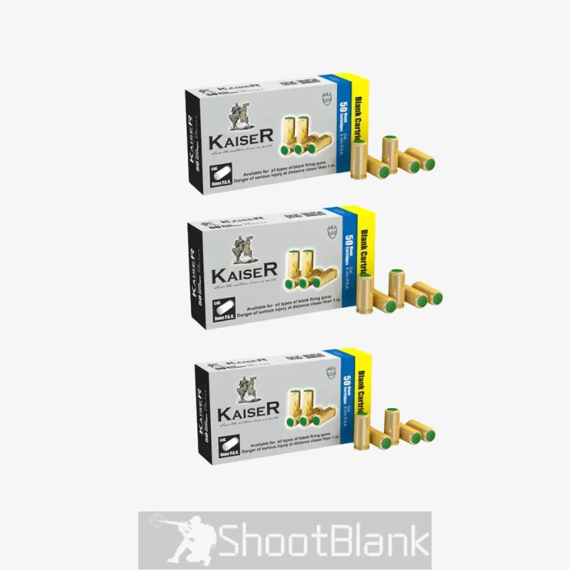 Kaiser 9mm Blank Cartridges – Box Of 3 1 Kaiser 9mm Blank Cartridges – Box Of 3