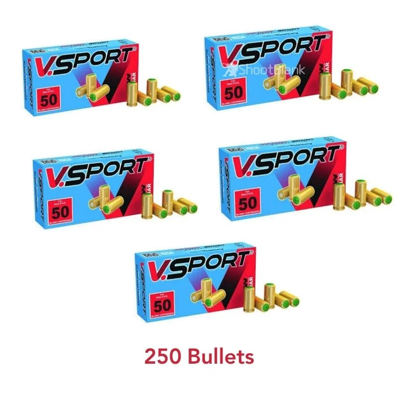 V.Sport 9mm Blank Cartridges 250 Rounds – 5 Box Pack 1 9mm Blank Cartridges 250 Rounds